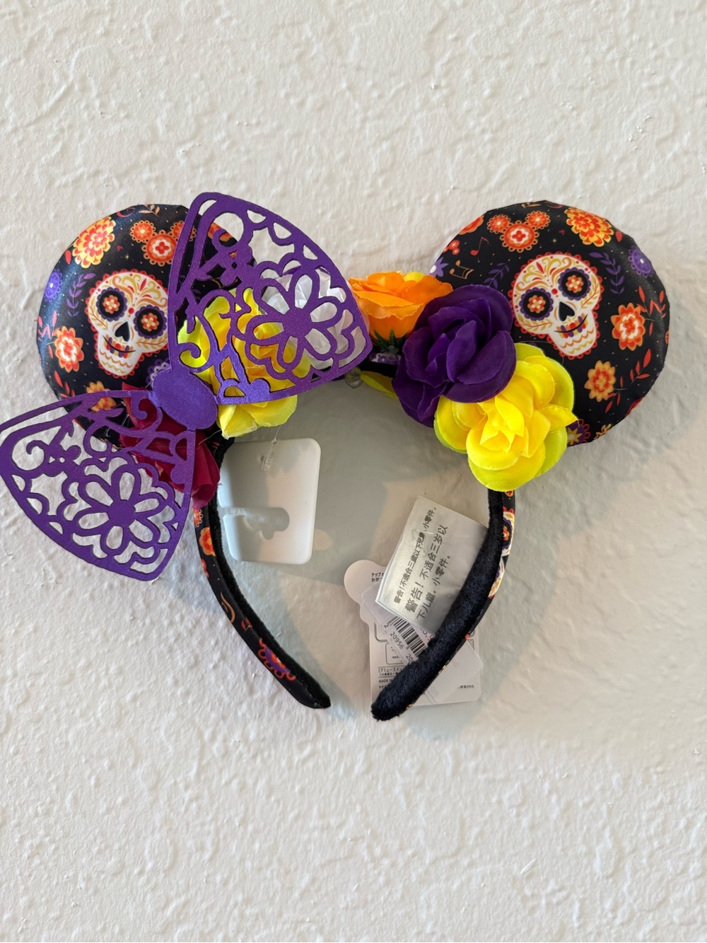 Disney Day of the Dead Sugar Skull Minnie Ears - Purple, Yellow & Orange